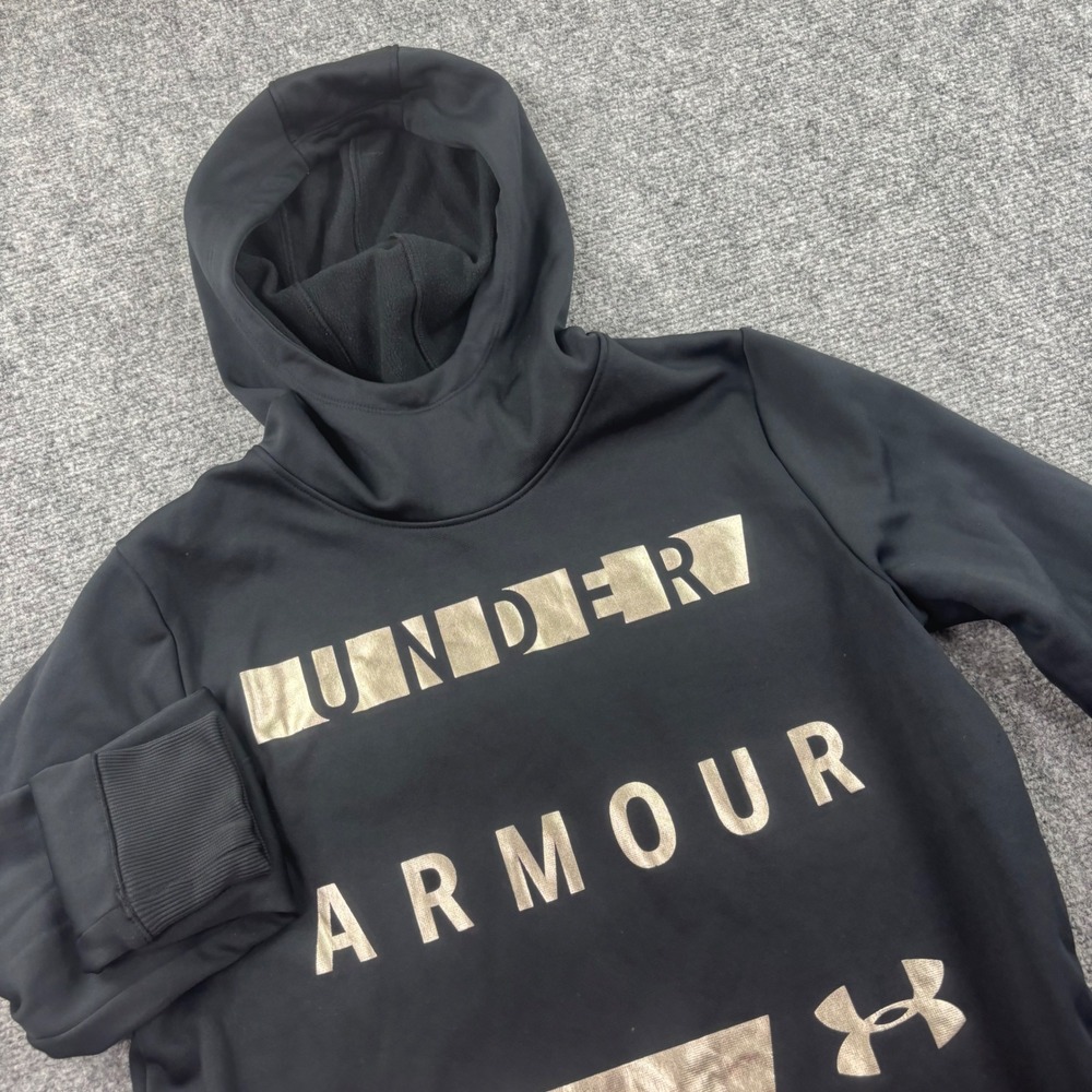 Under Armour Hoodie‎ Size Medium Black Gold Metallic ColdGear Fleece Women's